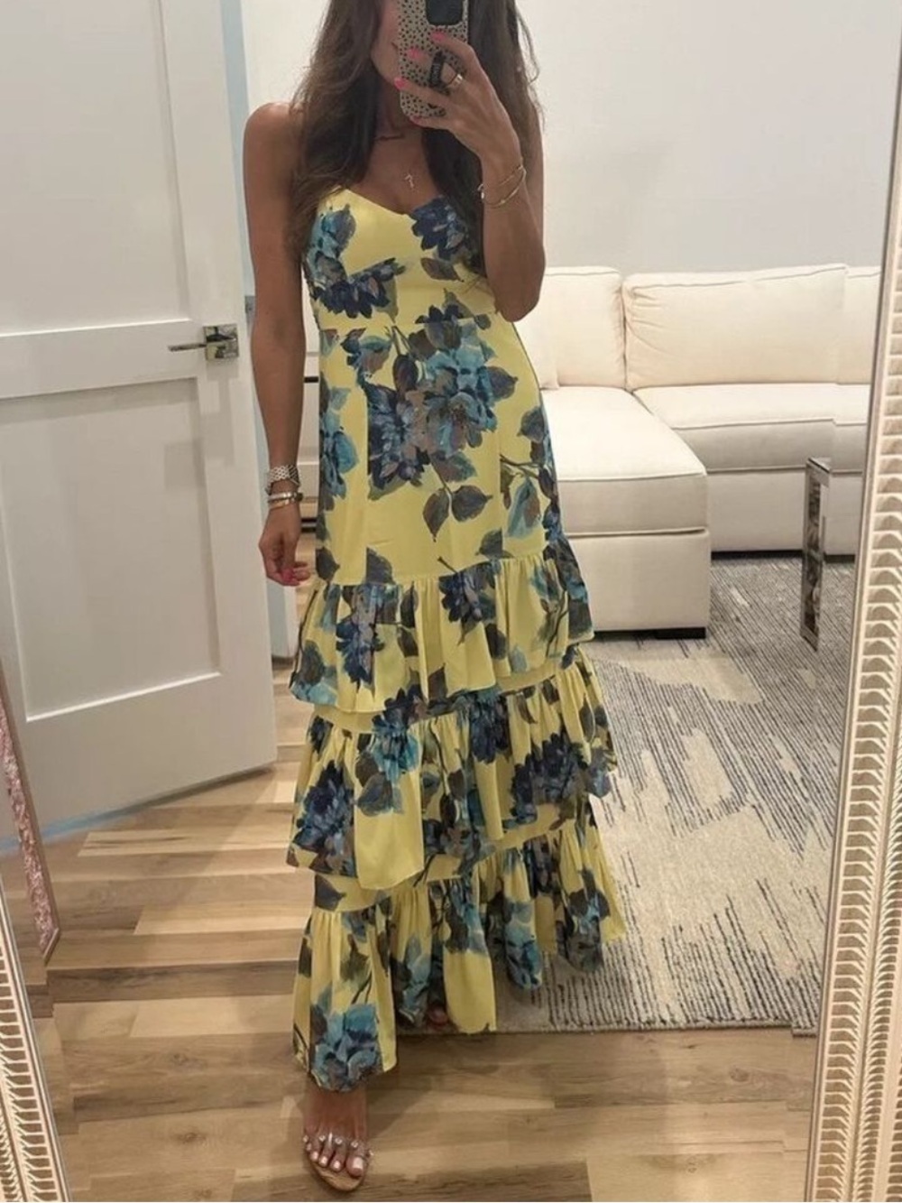 Abercrombie & Fitch Drama Floral Tiered Ruffle Maxi Dress Gown